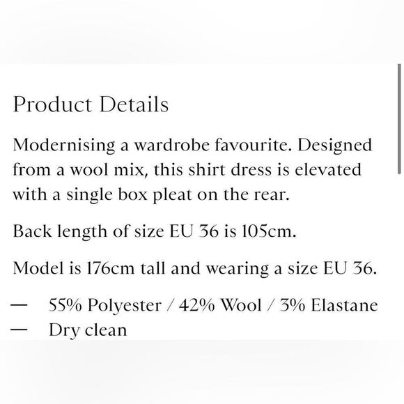 NWT COS Wool Mix Shirt Dress - Picture 10 of 14